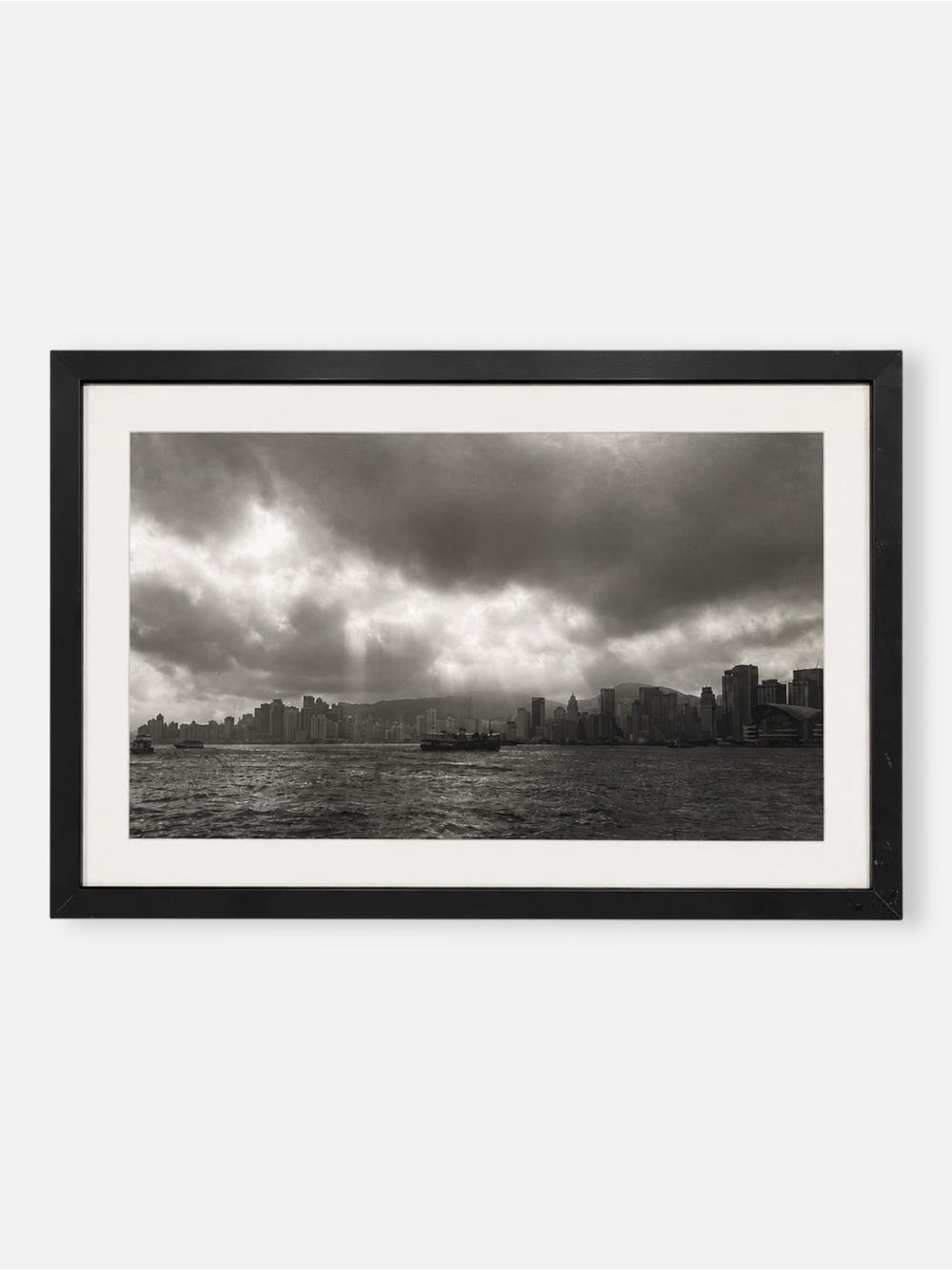 Large Black & White City Skyline Framed Photography Print Panoramic Wall Art